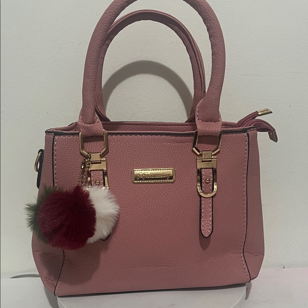 Pink Handbag with Pom-Pom Charm